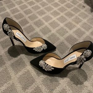 Jimmy Choo Teja 100 black & crystal-New 39 1/2
